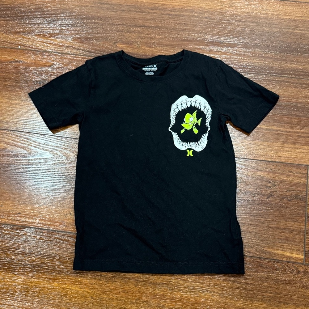 Hurley Kids Black Tee with Shark Graphic